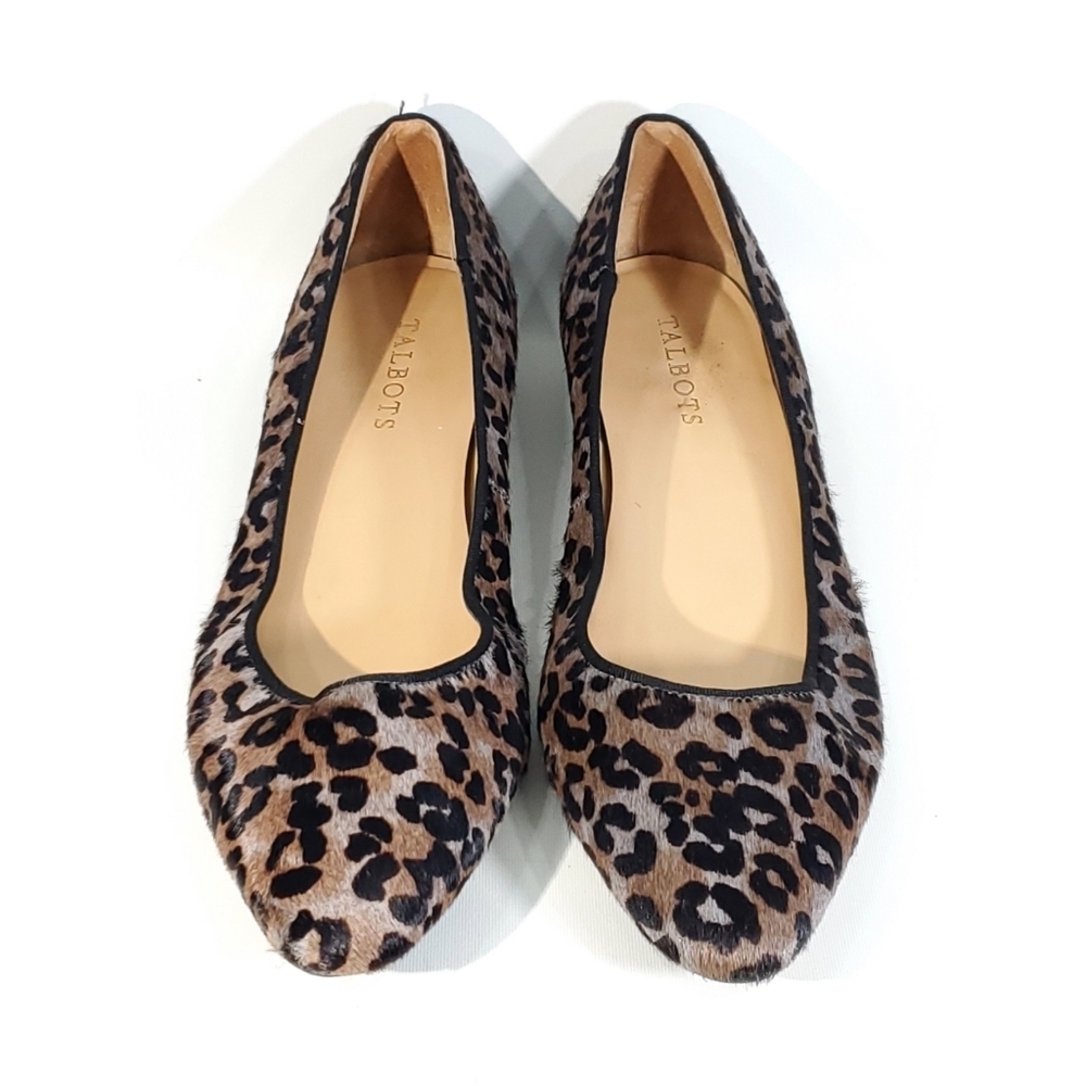 Talbots Calf Hair Ballet Flats Loafers Leopard Leather